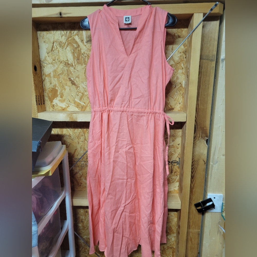 Anne Klein NWOT‎ Coral Sleeveless Linen Blend Dress Size 10